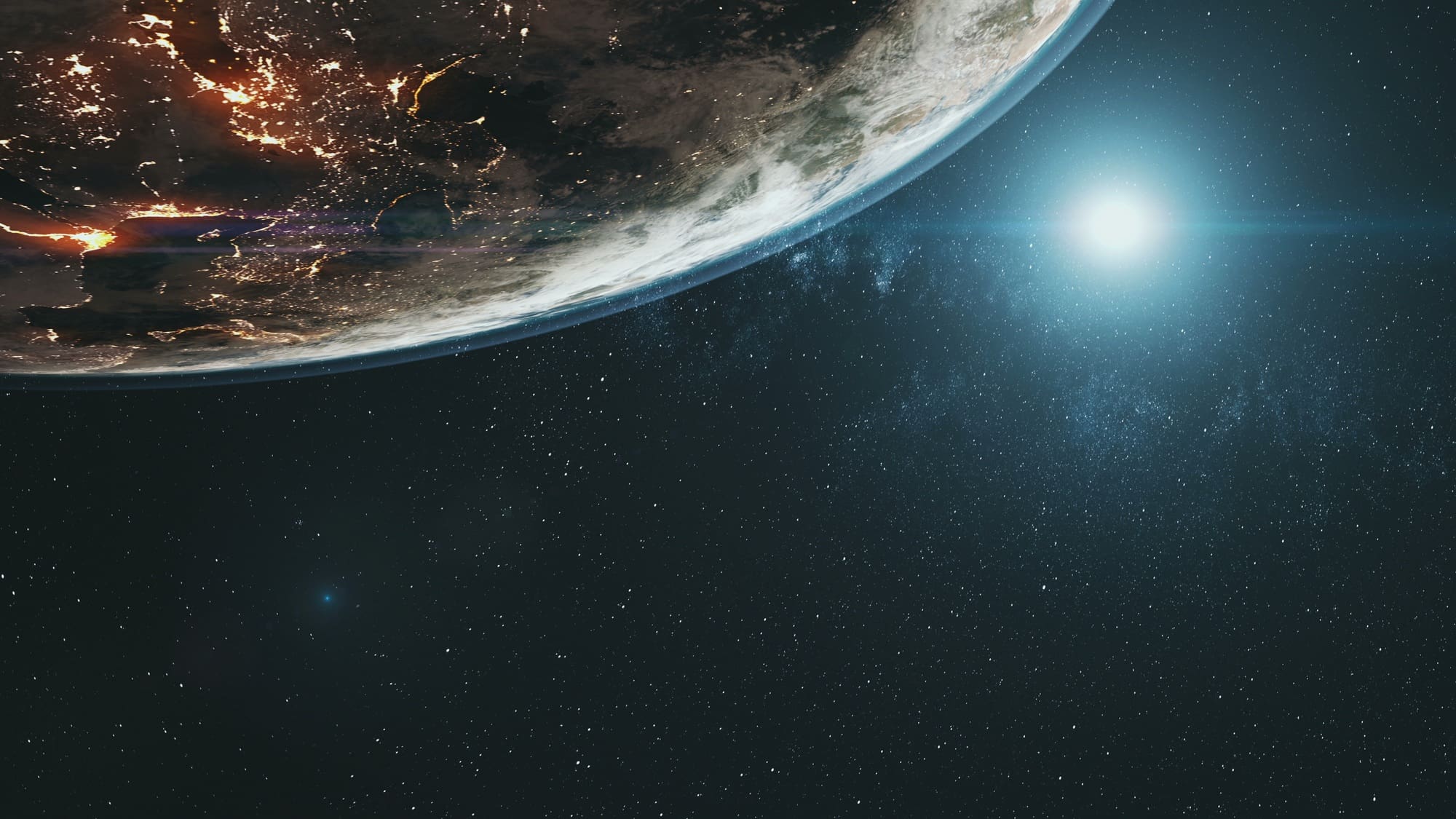 computer graph planet Earth with white halo